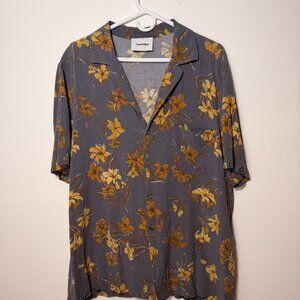 Nanushka Charcoal Ecovera Floral Print Men’s Button Down Size XL